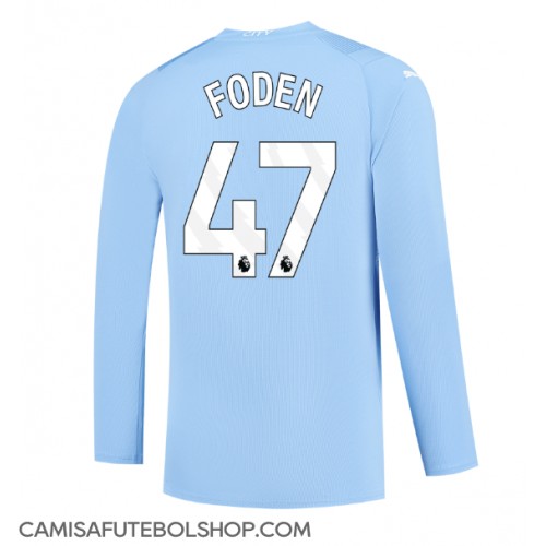 Camisa de time de futebol Manchester City Phil Foden #47 Replicas 1º Equipamento 2023-24 Manga Comprida